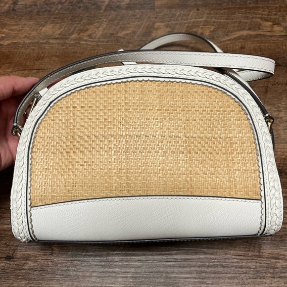 Kate Spade New York Reiley Straw Dome Saffiano Leather Trim Crossbody Handbag - Picture 3 of 10